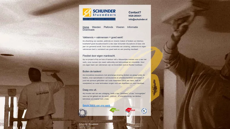 Website van Schuinder Stucadoors bv