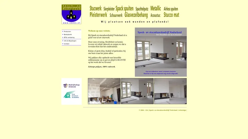 Website van Spack- en stucadoorsbedrijf Nederland