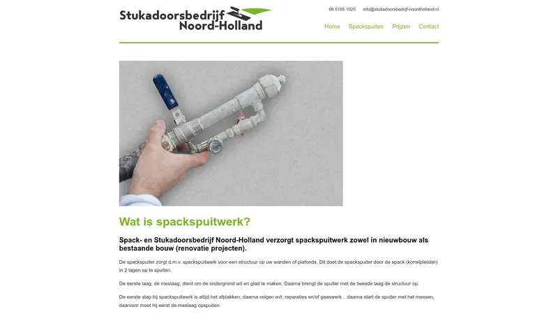 Website van Spack- en Stukadoorsbedrijf Noord-Holland