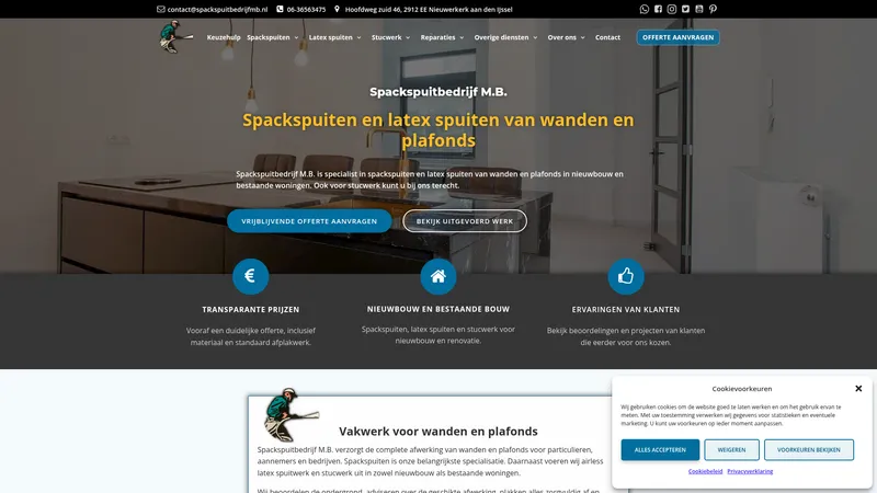 Website van Spackspuitbedrijf M.B.