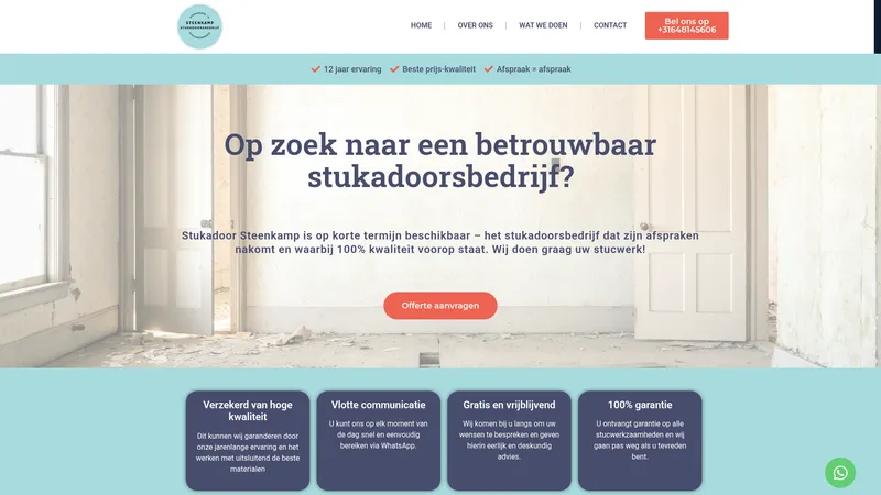 Website van Steenkamp Stukadoorsbedrijf | Stukadoor Steenkamp