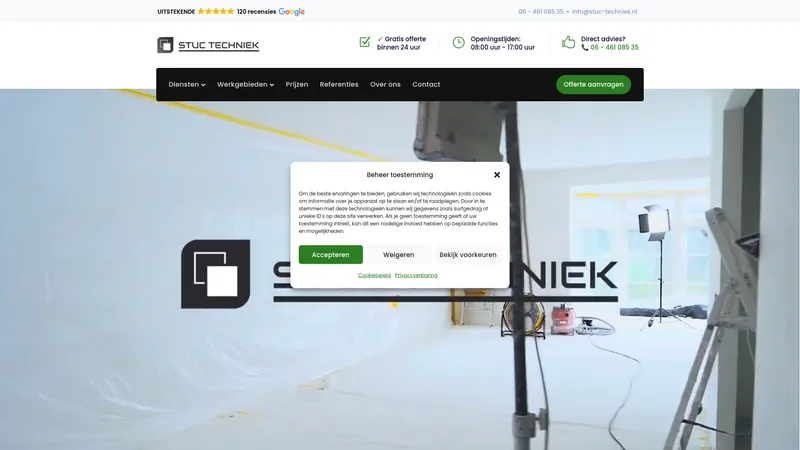 Website van STUC TECHNIEK - Stukadoor Lelystad / Almere & latex spuiten