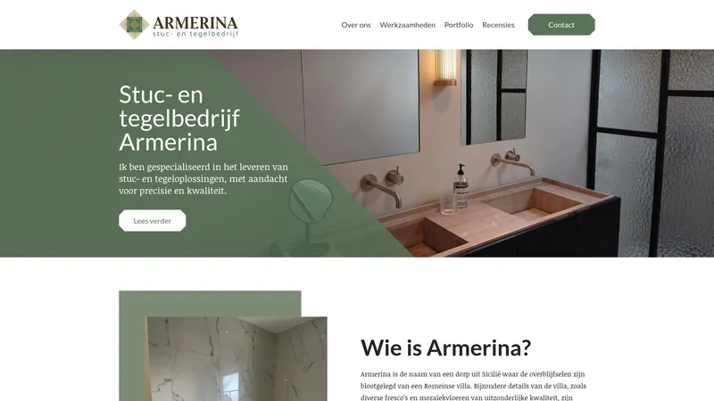 Website van Stuc & Tegelbedrijf "Armerina"