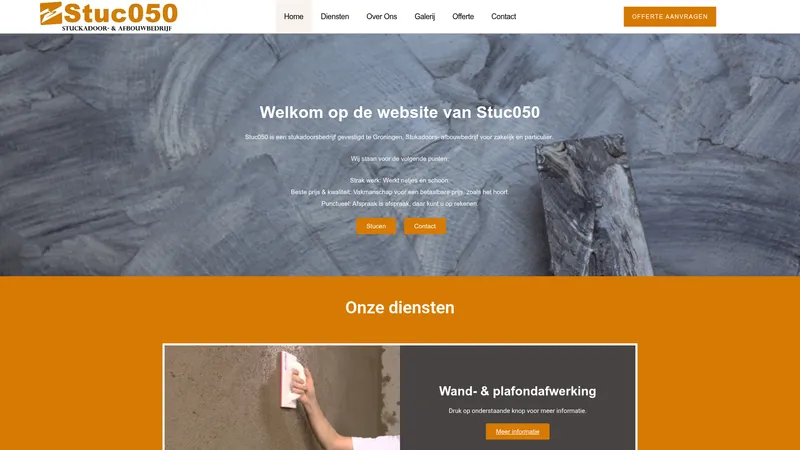 Website van Stuc050 Stukadoor & Afbouwbedrijf Groningen