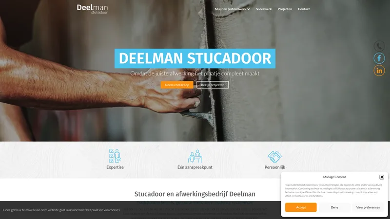 Website van Stucadoors- en afwerkingsbedrijf Deelman