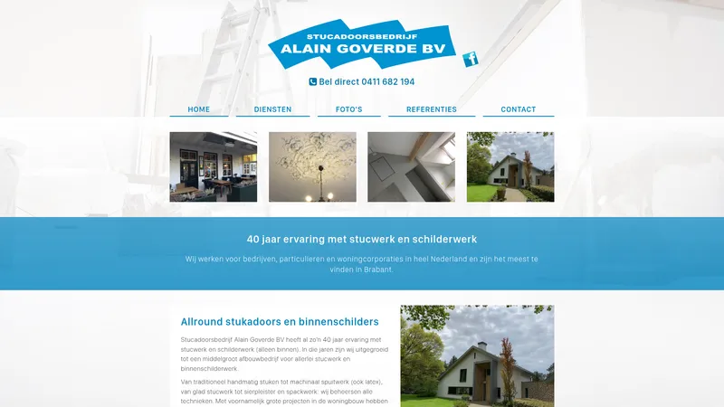 Website van Stucadoorsbedrijf Alain Goverde B.V.