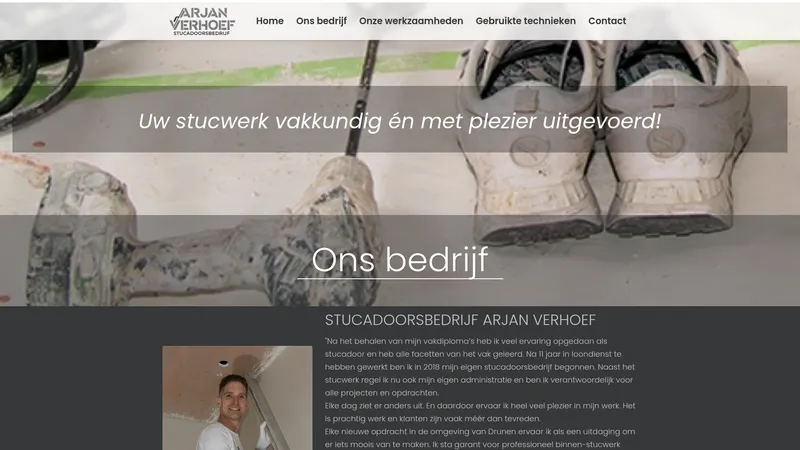 Website van Stucadoorsbedrijf Arjan Verhoef