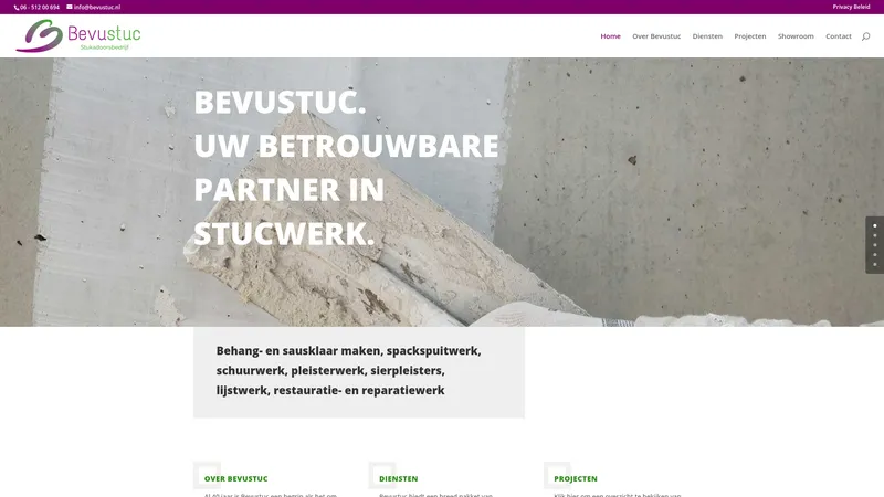 Website van Stucadoorsbedrijf Bevustuc B.V.