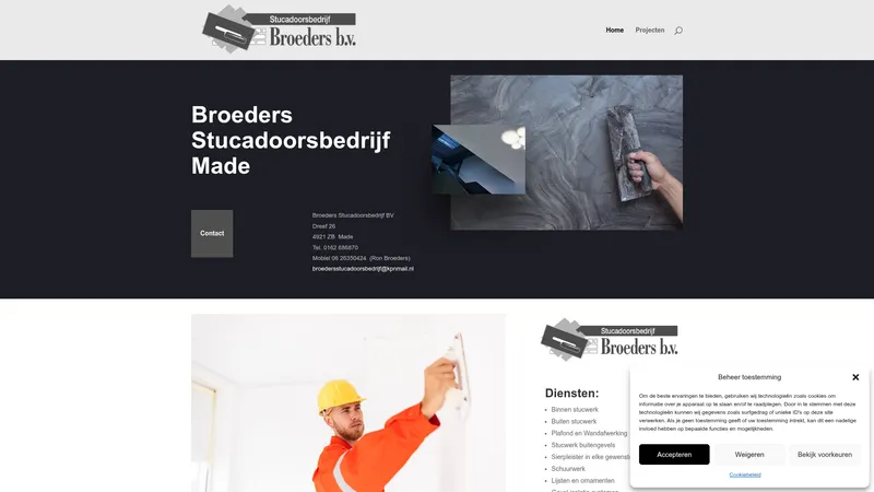 Website van Stucadoorsbedrijf Broeders