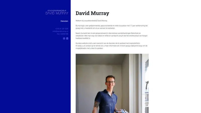Website van Stucadoorsbedrijf David Murray