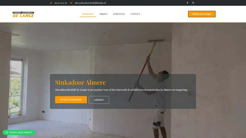 Website van Stucadoorsbedrijf de Lange
