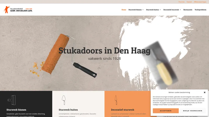Website van Stucadoorsbedrijf Gebr. van Delden