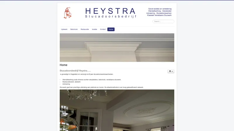 Website van Stucadoorsbedrijf Heystra