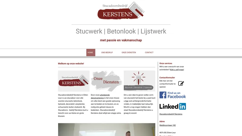 Website van Stucadoorsbedrijf Kerstens Stucwerk | Betonlook | Lijstwerk