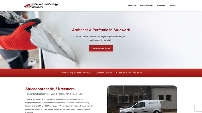 Website van Stucadoorsbedrijf Kreemers