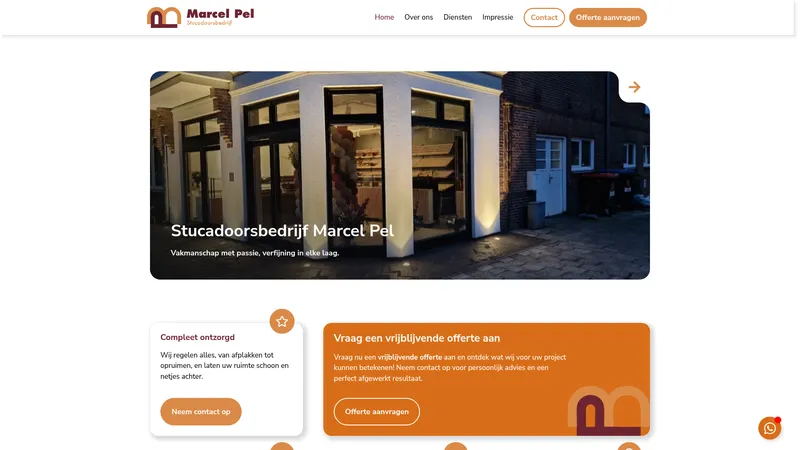 Website van Stucadoorsbedrijf Marcel Pel