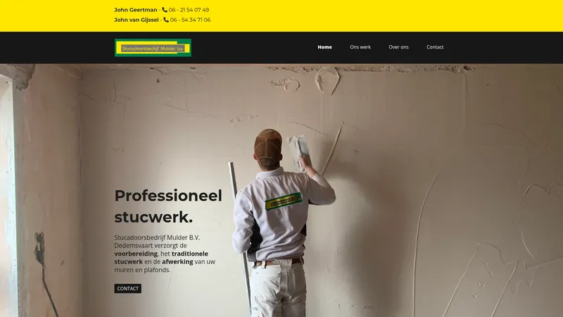 Website van Stucadoorsbedrijf Mulder B.V. Dedemsvaart
