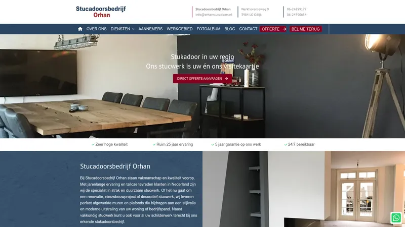 Website van Stucadoorsbedrijf Orhan | Stukadoor en schilder in Odijk - Utrecht