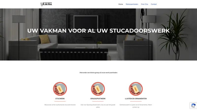 Website van Stucadoorsbedrijf R. de Vos