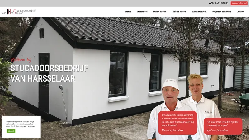 Website van stucadoorsbedrijf R. van Harsselaar