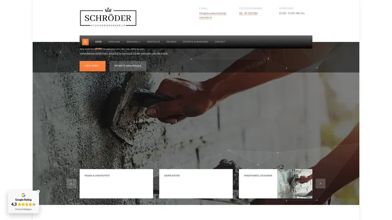 Website van Stucadoorsbedrijf Schöder