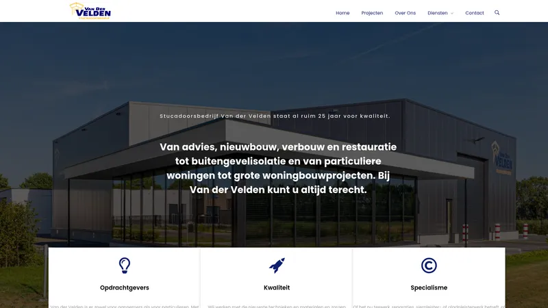 Website van Stucadoorsbedrijf Van der Velden B.V.