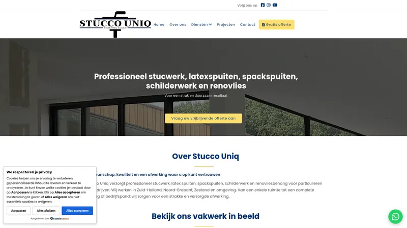 Website van Stucco Uniq – Stukadoor Zuid-Holland