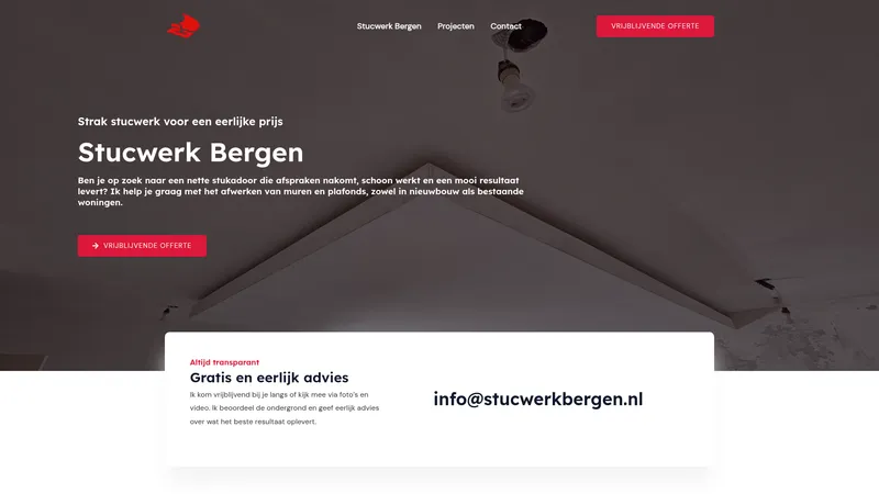 Website van Stucwerk Bergen