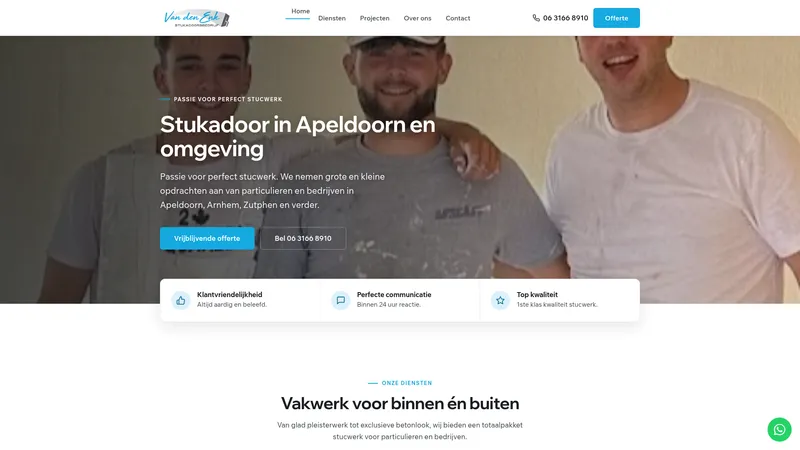 Website van Stukadoor Apeldoorn | Van den Enk