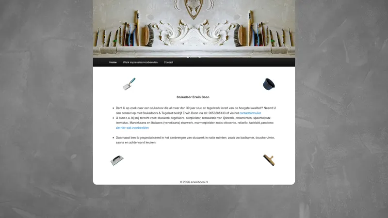 Website van Stukadoor Erwin Boon