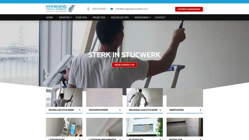 Website van Stukadoor Kinneging Totaalafbouw