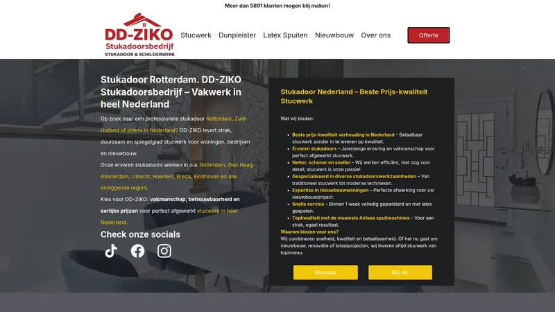 Website van Stukadoor Rotterdam - DDziko