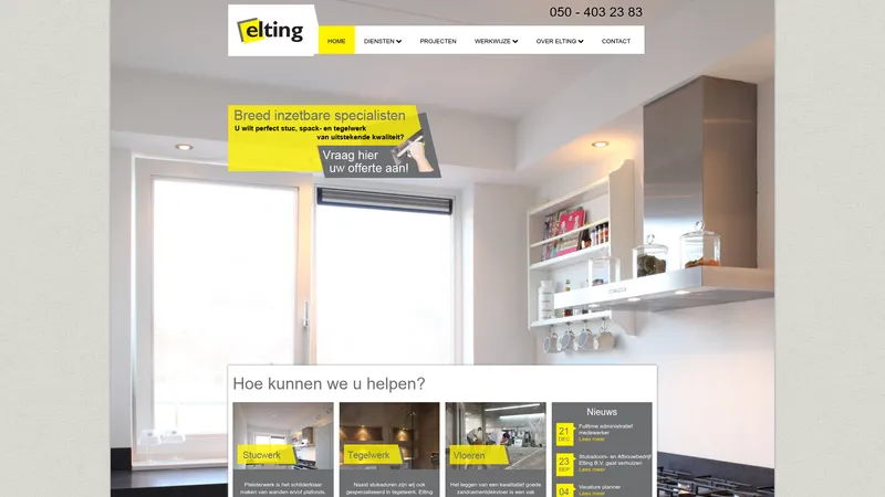 Website van Stukadoors- en Afbouwbedrijf Elting B.V.