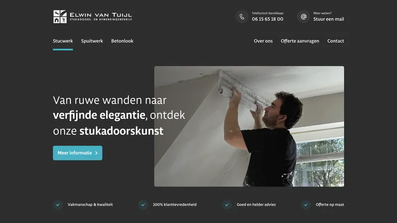 Website van Stukadoors- en Afwerkingsbedr. Elwin van Tuijl