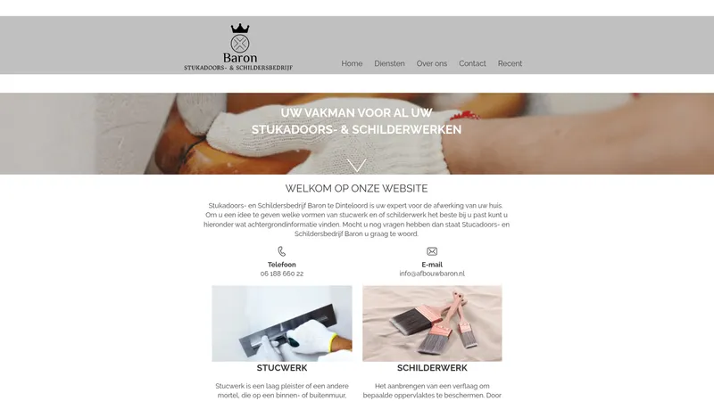 Website van Stukadoors- en Schilderbedrijf Baron