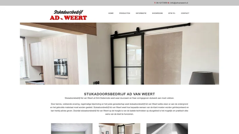 Website van Stukadoorsbedrijf Ad van Weert vof