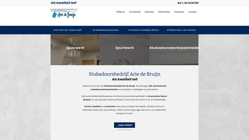 Website van Stukadoorsbedrijf Arie de Bruijn