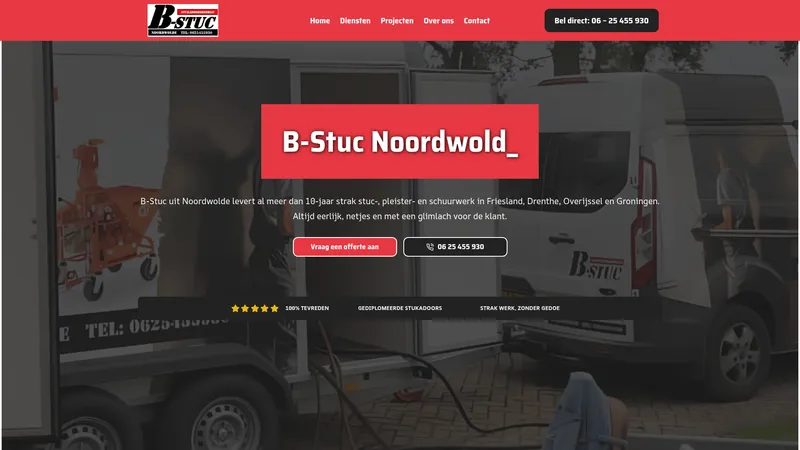 Website van Stukadoorsbedrijf B-Stuc Noordwolde