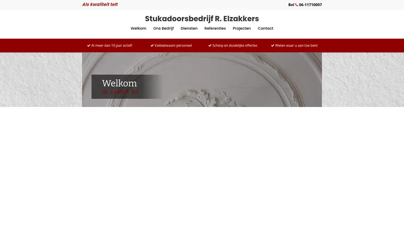 Website van Stukadoorsbedrijf C. Elzakkers