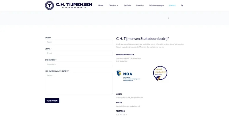 Website van Stukadoorsbedrijf C.H. Tymensen