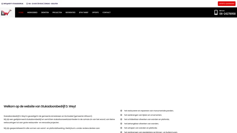 Website van Stukadoorsbedrijf D. Weyt