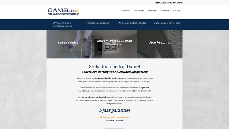 Website van Stukadoorsbedrijf Daniel stukadoor en schilder l