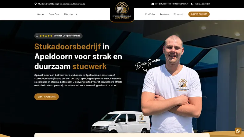 Website van Stukadoorsbedrijf Dave Jansen