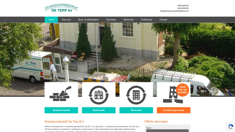 Website van Stukadoorsbedrijf de Terp