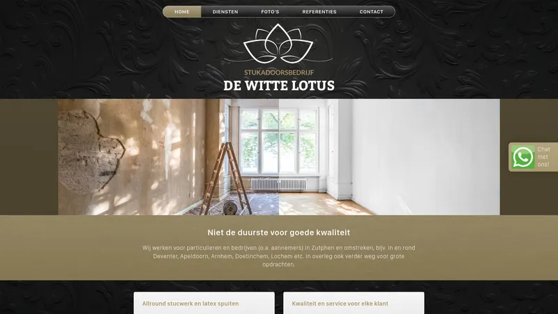 Website van Stukadoorsbedrijf de Witte Lotus