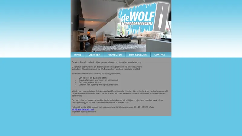 Website van Stukadoorsbedrijf de Wolf