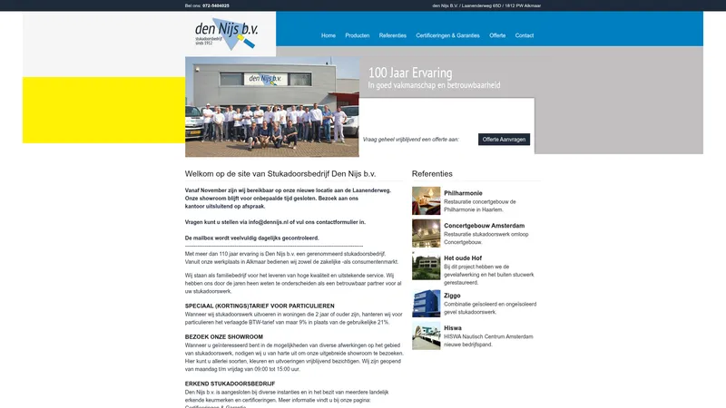 Website van Stukadoorsbedrijf den Nijs B.V.