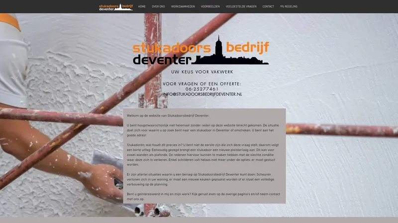 Website van Stukadoorsbedrijf Deventer