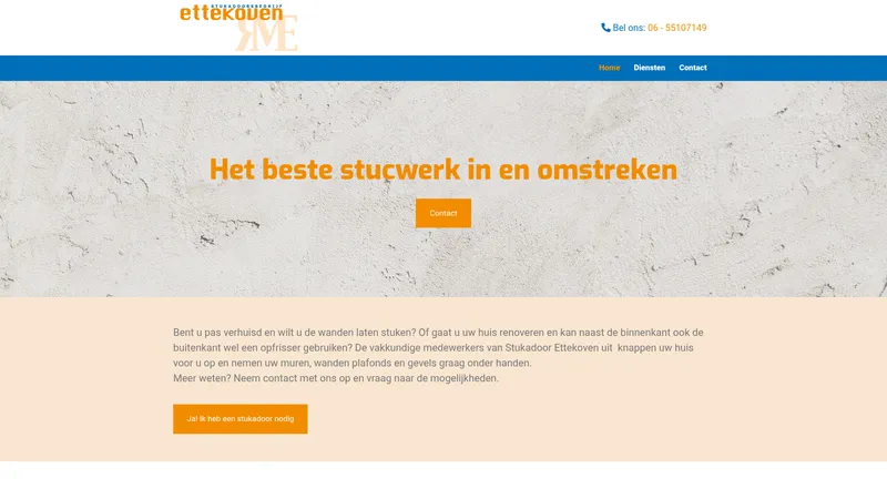 Website van Stukadoorsbedrijf Ettekoven