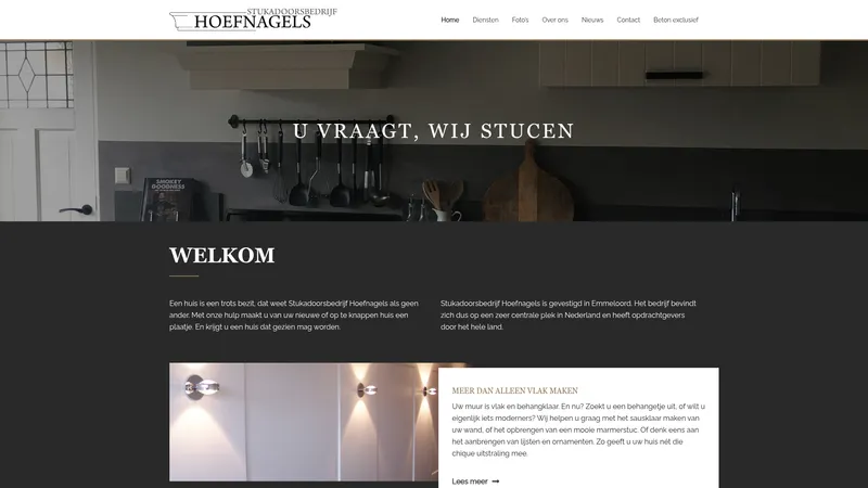 Website van Stukadoorsbedrijf Hoefnagels